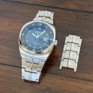 Levi's Silver Watch with Blue Face - Vintage